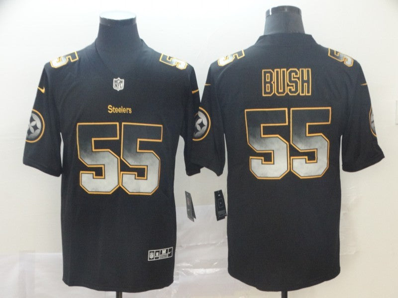Men's Pittsburgh Steelers Devon Bush Jr. #55 Black Authentic Game Jersey1