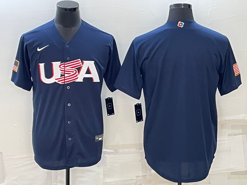 Men's 2023 World Baseball Classic USA Navy Blank jersey