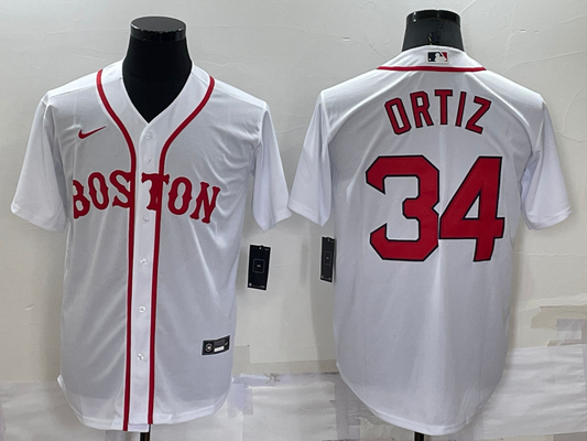 Men's Boston Red Sox David Ortiz #34 White Replica Player Jersey1