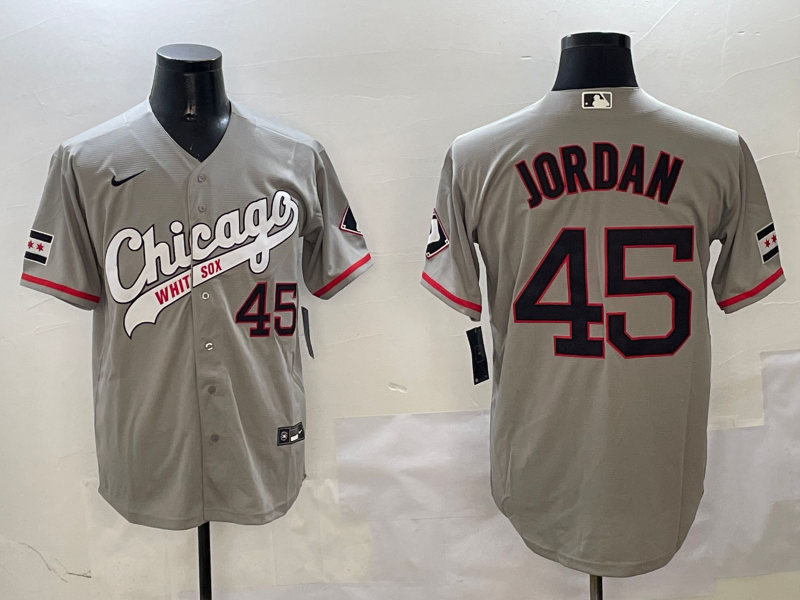 Men's Chicago White Sox Michael Jordan #45 Gray Stitched Jersey1