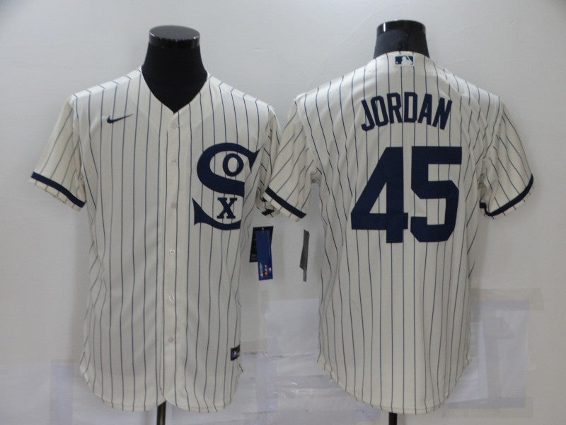 Men's Chicago White Sox Michael Jordan #45 Beige Replica Baseball Jersey1