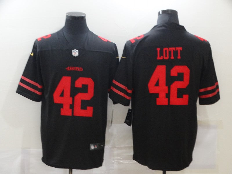 Men's San Francisco 49ers Ronnie Lott #42 Black Game Jersey1