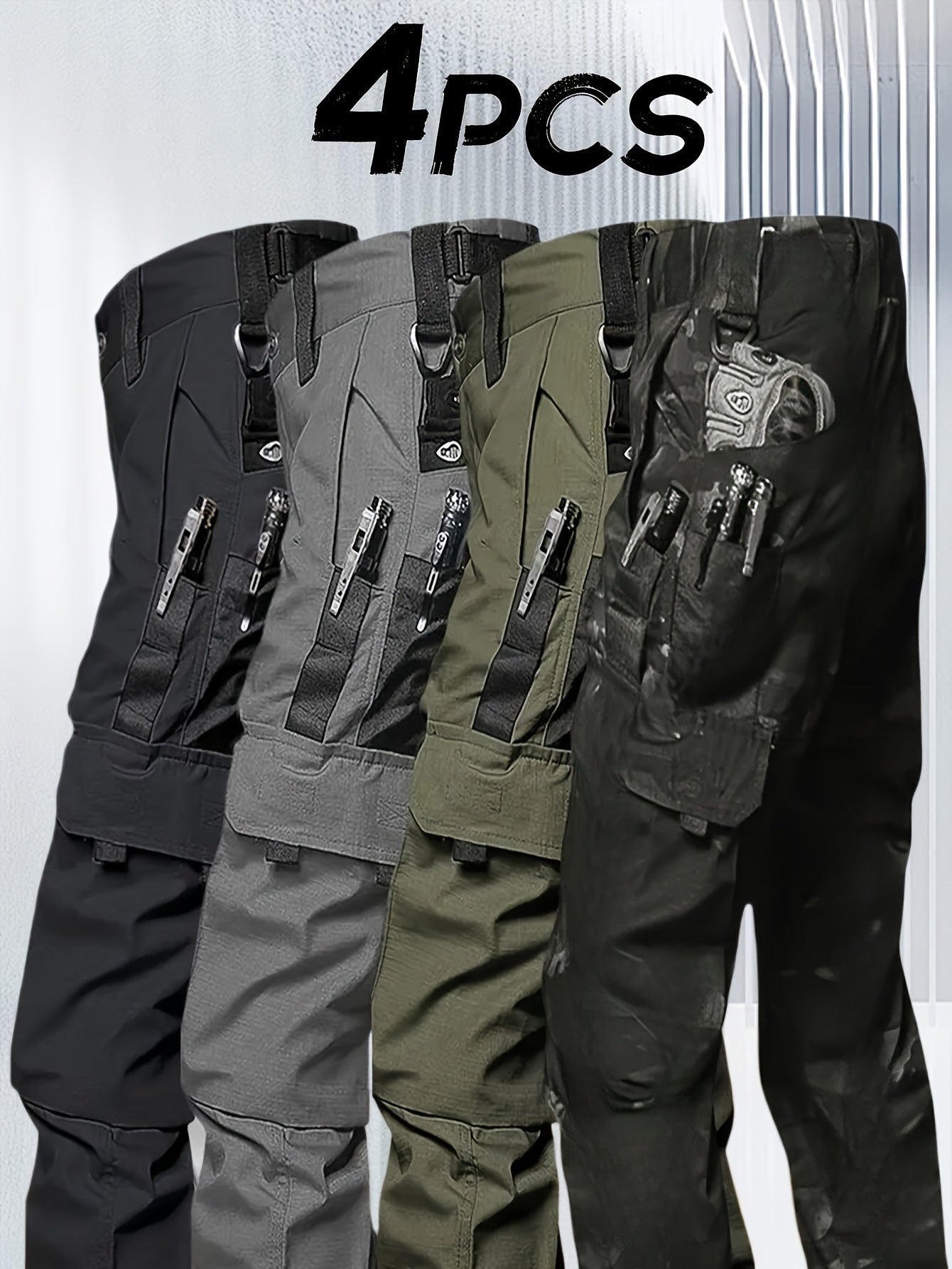 [Tactical Pants] 4pcs Men'S Tactical Pants