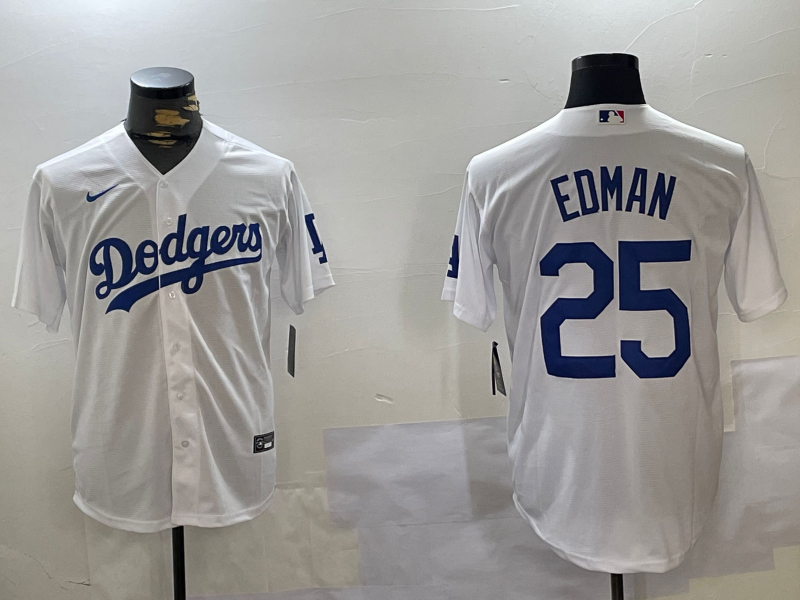 Men's Los Angeles Dodgers Tommy Edman #25 White Replica Player Jersey1