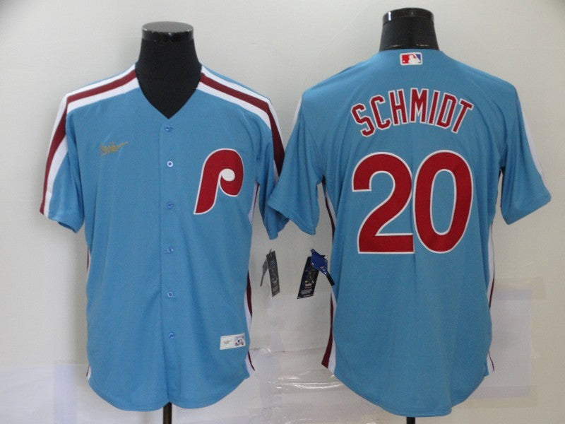Men's Philadelphia Phillies Mike Schmidt #20 Blue Replica Baseball Jersey1