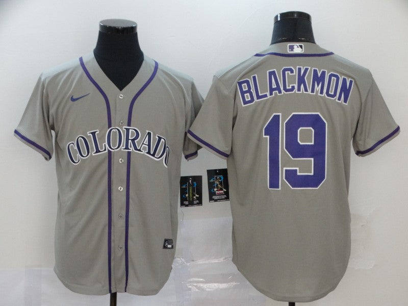 Men's Colorado Rockies Charlie Blackmon #19 Gray Replica Baseball Jersey1