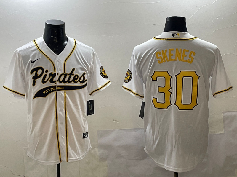 Men's Pittsburgh Pirates Paul Skenes #30 White Replica Player Jersey1
