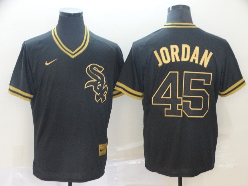 Men's Chicago White Sox Michael Jordan #45 Black Replica Game Jersey1