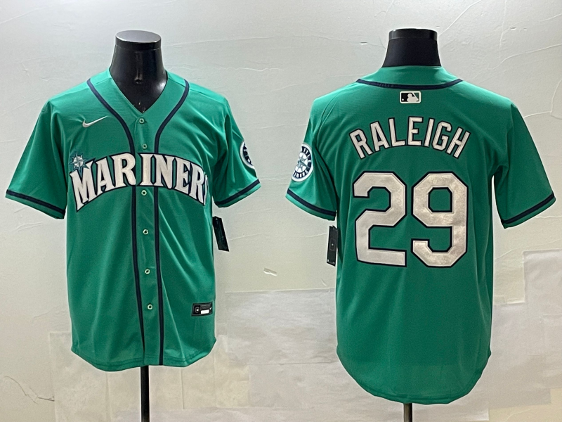 Men's Seattle Mariners Cal Raleigh #29 Aqua Official Replica Player Jersey1