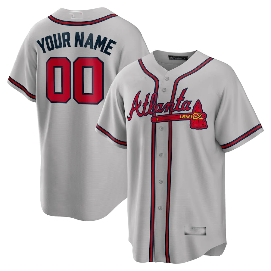 Men's Atlanta Braves Gray Replica Custom Jersey1