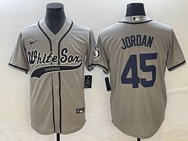 Men's Chicago White Sox Michael Jordan #45 Gray Replica Player Jersey1 Joint Edition