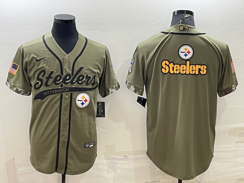 Men's Pittsburgh Steelers Olive 2022 Salute To Service Limited Jersey1