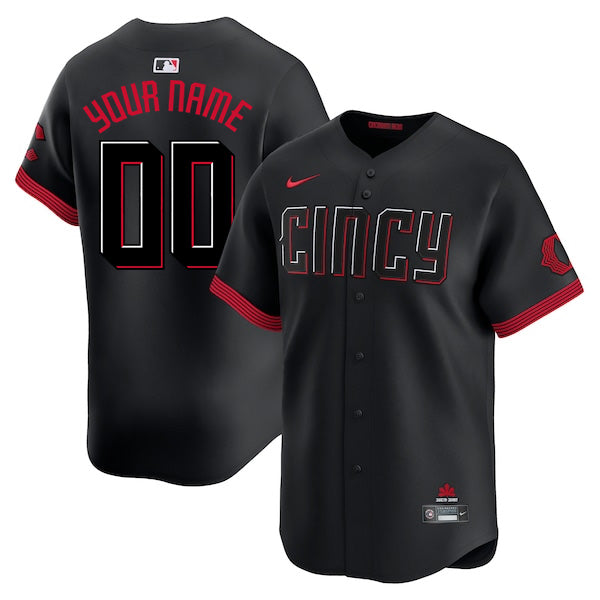 Custom Cincinnati Reds City Connect Jersey - Black