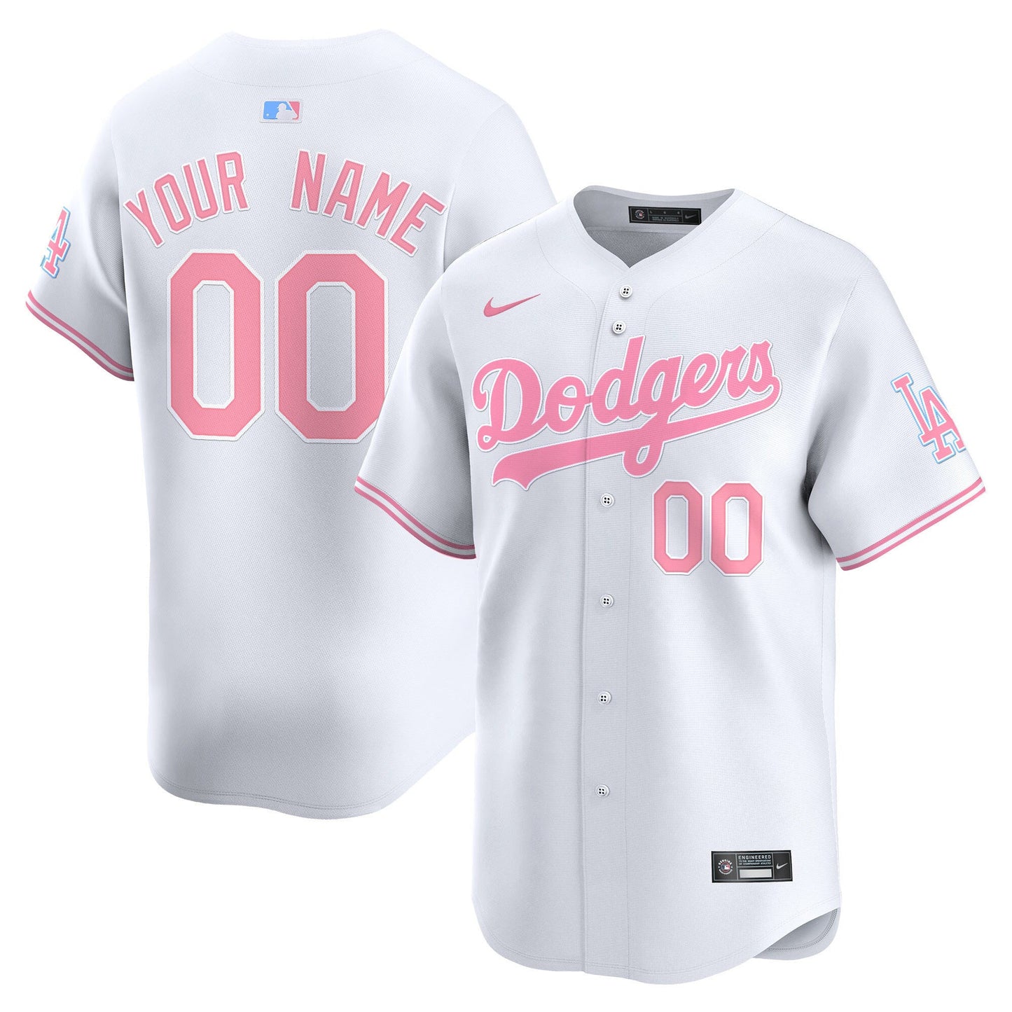 Custom Los Angeles Dodgers Bubblegum Jersey - White