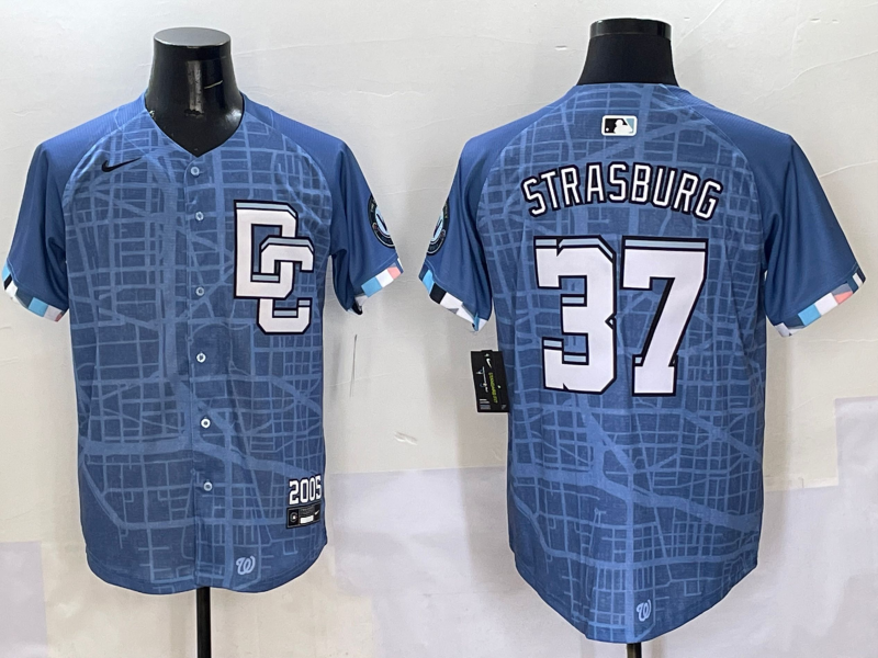 Men's Washington Nationals Stephen Strasburg #37 Blue 2025 City Connect Limited Player Jersey1