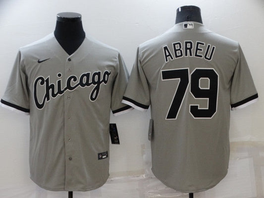Men's Chicago White Sox Jose Abreu #79 Gray Replica Baseball Jersey1