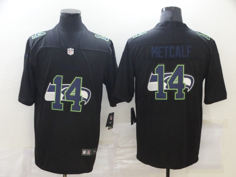 Men's Seattle Seahawks DK Metcalf #14 Black Authentic Game Jersey1