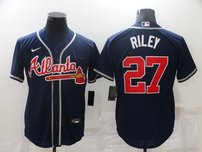 Men's Atlanta Braves Austin Riley #27 Navy Replica Player Jersey1