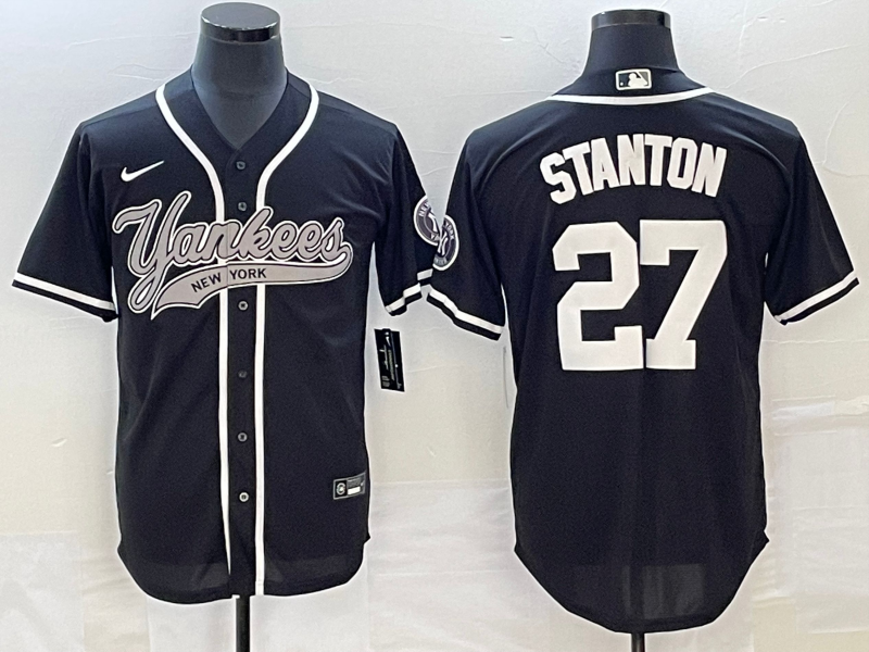 Men's New York Yankees Giancarlo Stanton #27 Black Player Jersey1 Joint Edition