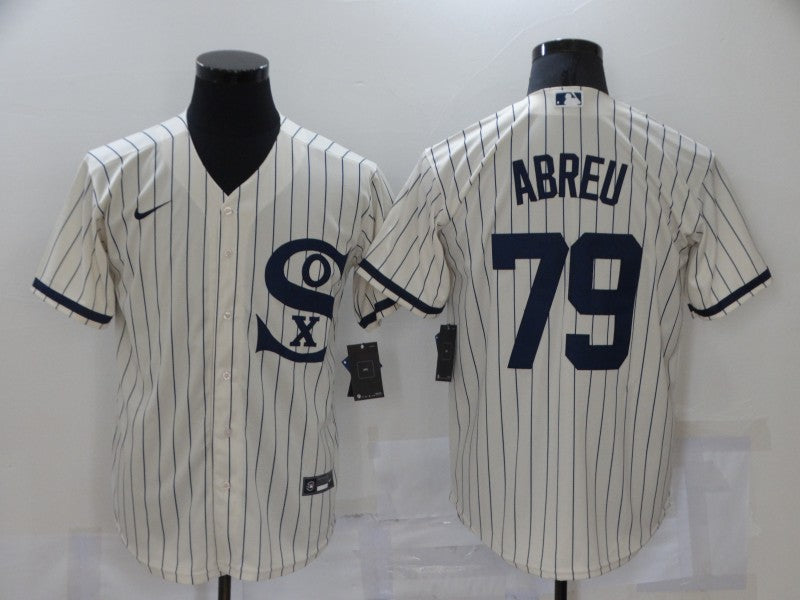 Men's Chicago White Sox Jose Abreu #79 Beige Replica Baseball Jersey1