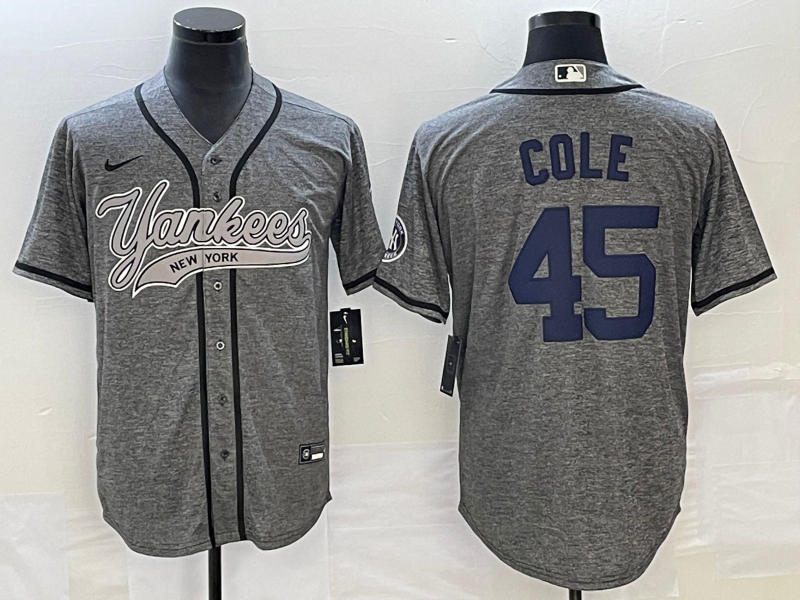 Men's New York Yankees Gerrit Cole #45 Gray Game Jersey1 Joint Edition