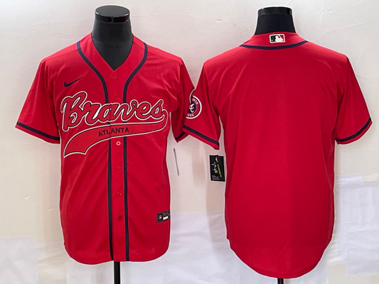 Men's Atlanta Braves Red Replica Blank Jersey1 Joint Edition