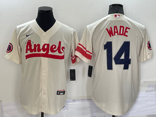 Men's Los Angeles Angels Tyler Wade #14 Cream City Connect Replica Player Jersey1