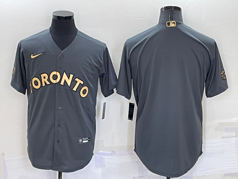Men's Toronto Blue Jays Dark Grey Blank Replica Player Jersey1