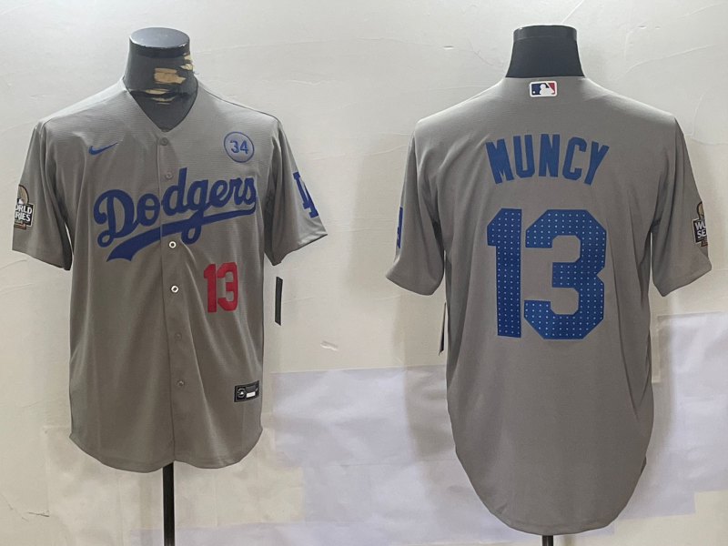 Men's Los Angeles Dodgers Max Muncy #13 Gray Game Player Jersey1