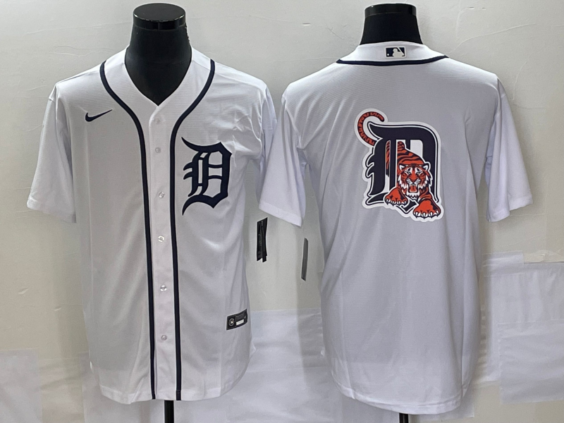 Men's Detroit Tigers White Home Replica Team Jersey1