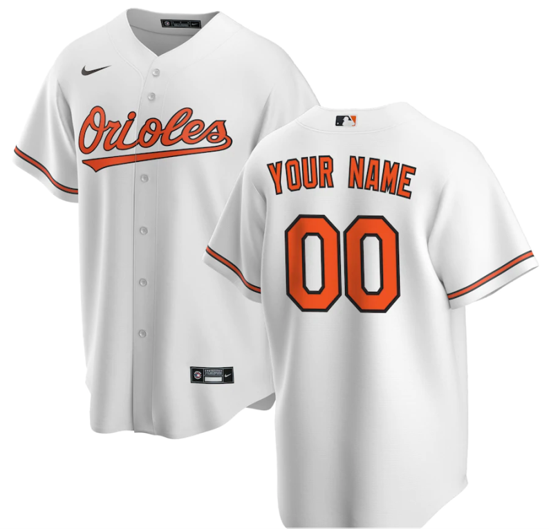 Men's Baltimore Orioles White Replica Custom jersey