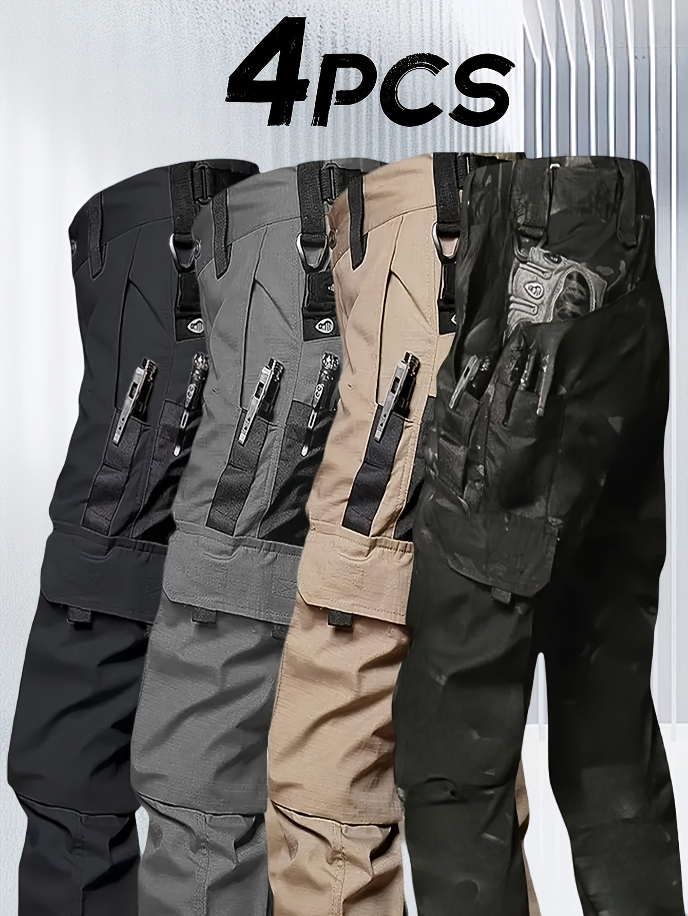 [Tactical Pants] 4pcs Men'S Tactical Pants