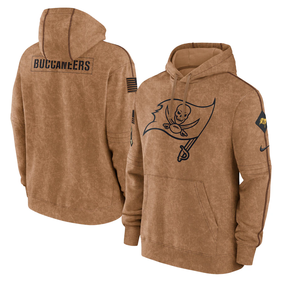 Men's Tampa Bay Buccaneers Brown 2023 Salute To Service Club Pullover Hoodie1