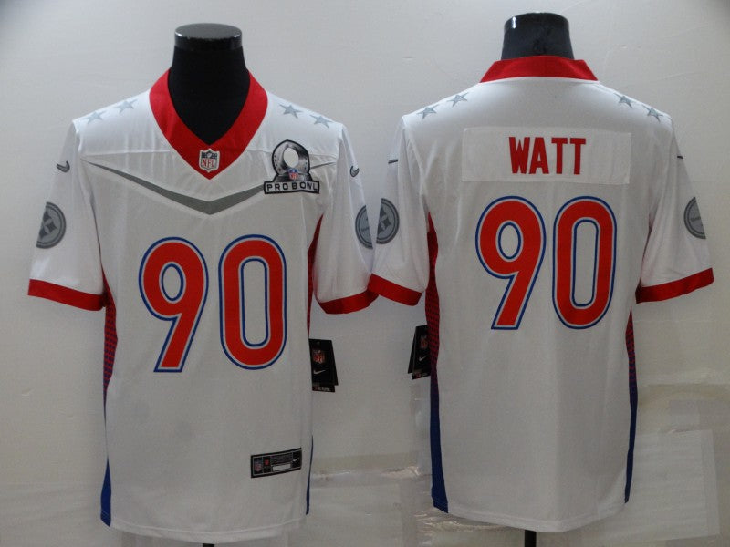 Men's Pittsburgh Steelers T.J. Watt #90 White All Star Game Jersey1