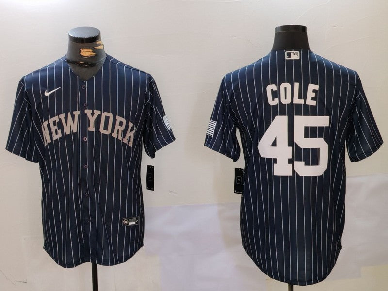 Men's New York Yankees Gerrit Cole #45 Navy Player Jersey1
