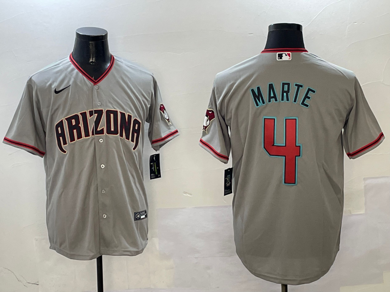Men's Arizona Diamondbacks Ketel Marte #4 Gray Alternate Limited Player Jersey1