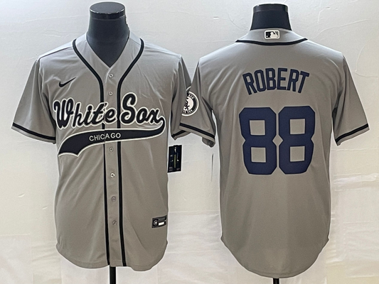 Men's Chicago White Sox Luis Robert #88 Gray Replica Player Jersey1 Joint Edition