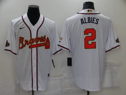 Men's Atlanta Braves Ozzie Albies #2 White Stitched Player Jersey1