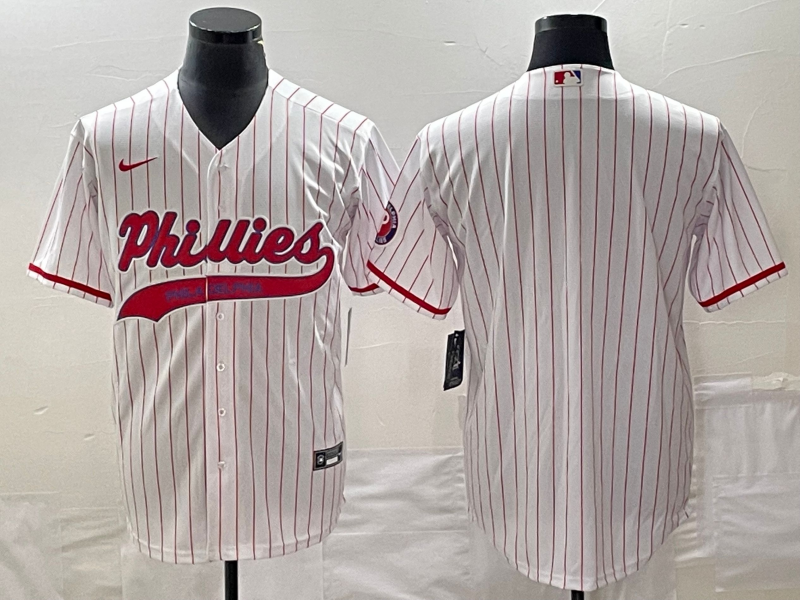 Men's Philadelphia Phillies White Home Replica Blank Jersey1 Joint Edition