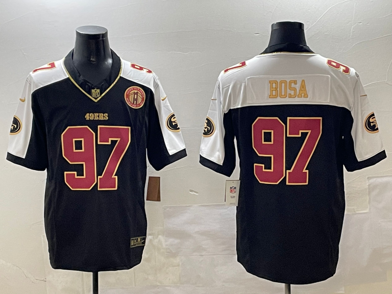 Men's San Francisco 49ers Nick Bosa #97 Black Team Player Game Jersey1