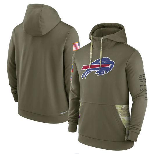 Men's Buffalo Bills Olive 2022 Salute to Service Therma Performance Pullover Hoodie1