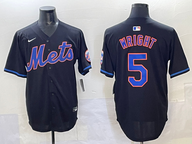 Men's New York Mets David Wright #5 Black Replica Player Jersey