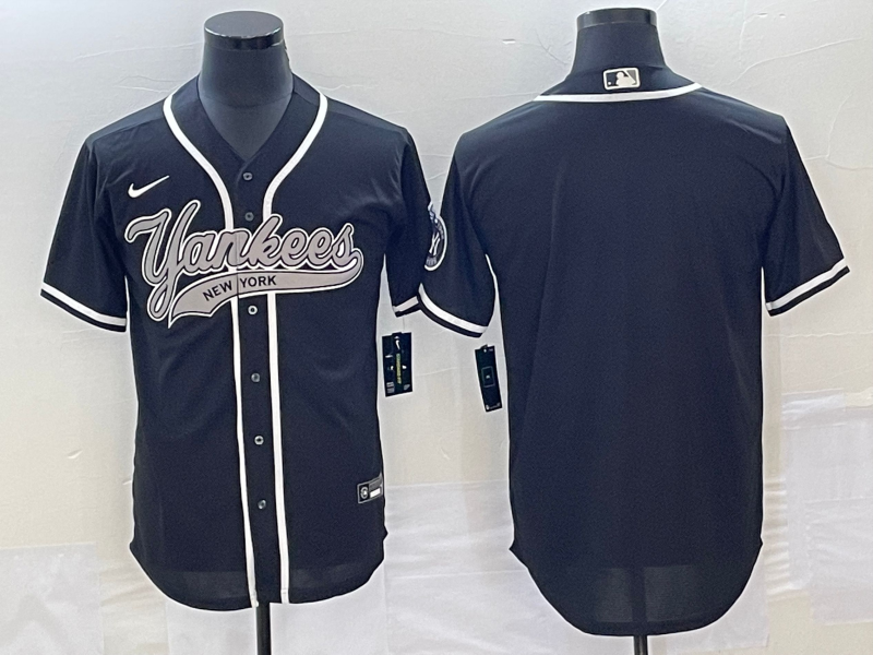 Men's New York Yankees Black Replica Blank Jersey1 Joint Edition