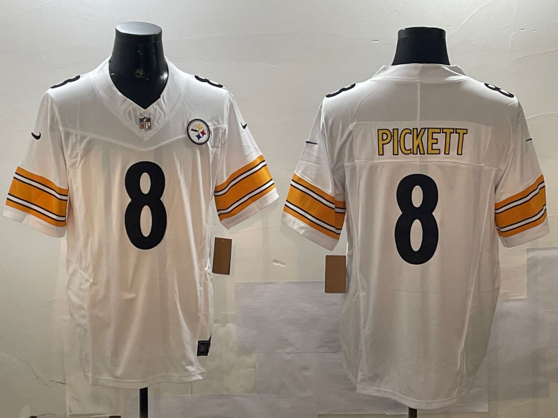 Men's Pittsburgh Steelers Kenny Pickett #8 White Game Jersey1