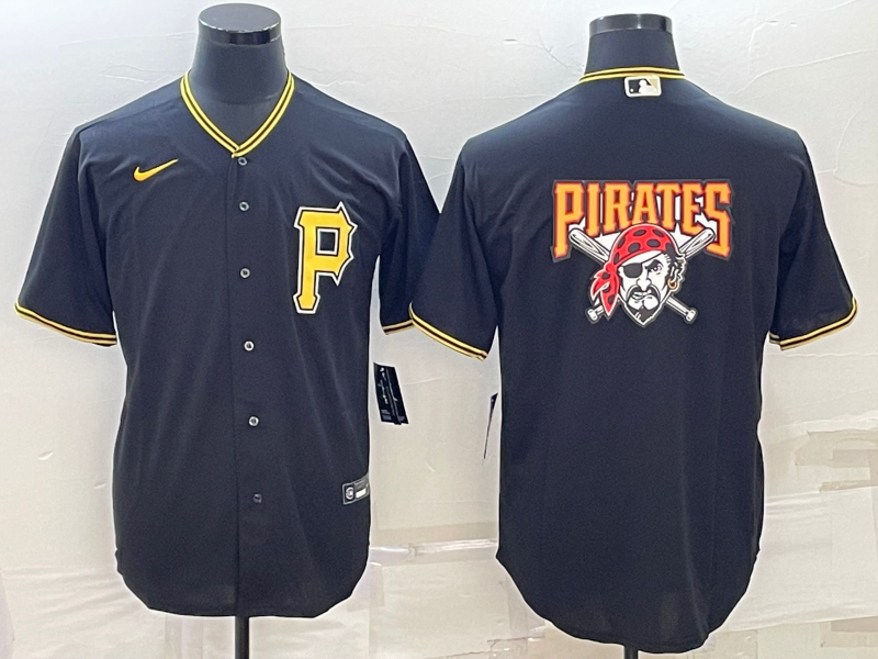 Men's Pittsburgh Pirates Black Replica Team Jersey1