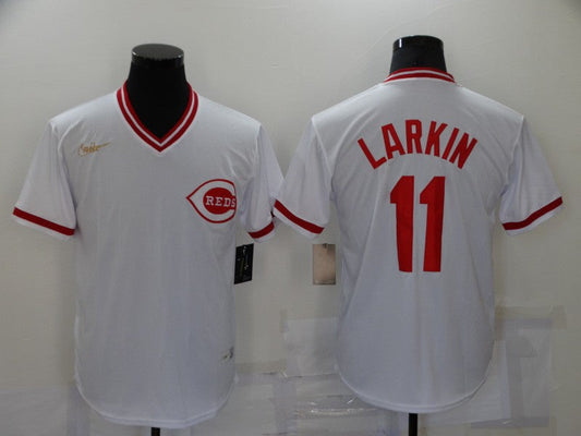 Men's Cincinnati Reds Barry Larkin #11 White Replica Baseball jersey