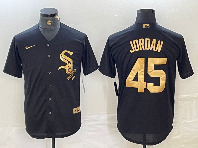 Men's Chicago White Sox Michael Jordan #45 Black Replica Team Jersey1