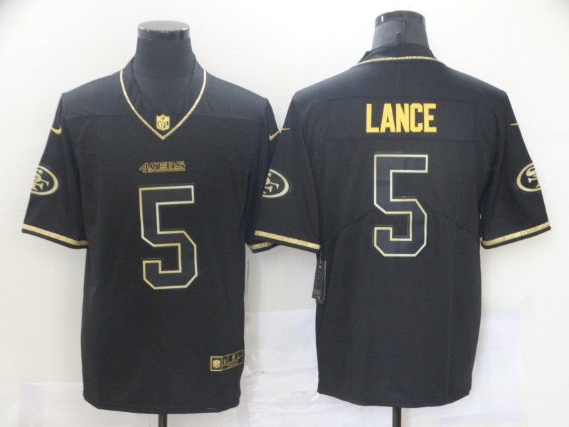 Men's San Francisco 49ers Trey Lance #5 Black Game Player Jersey1