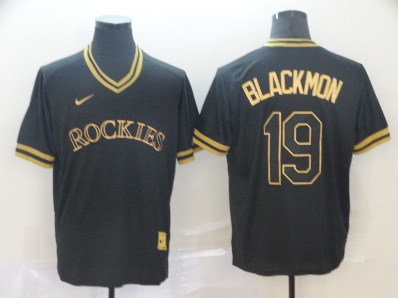 Men's Colorado Rockies Charlie Blackmon #19 Black Replica Player Jersey1
