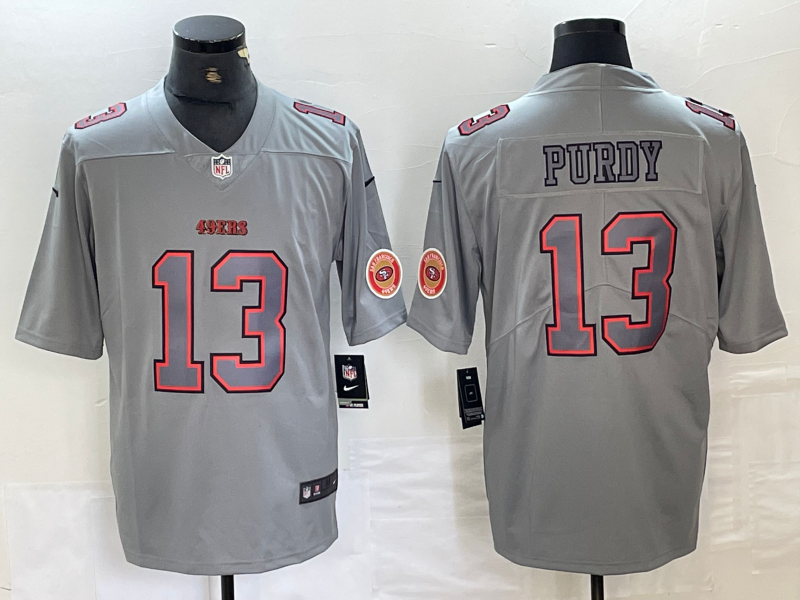 Men's San Francisco 49ers Brock Purdy #13 Gray Atmosphere Fashion Game Jersey1